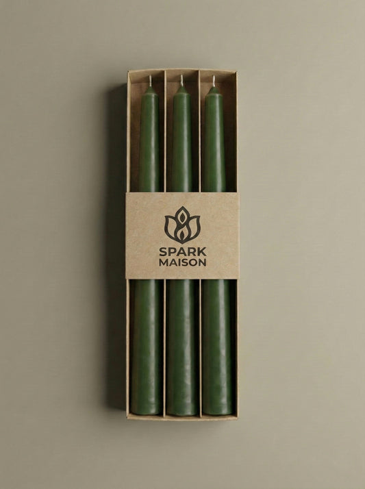 Spark Maison Classic Taper Candles – Olive Sage(PACK OF 3)