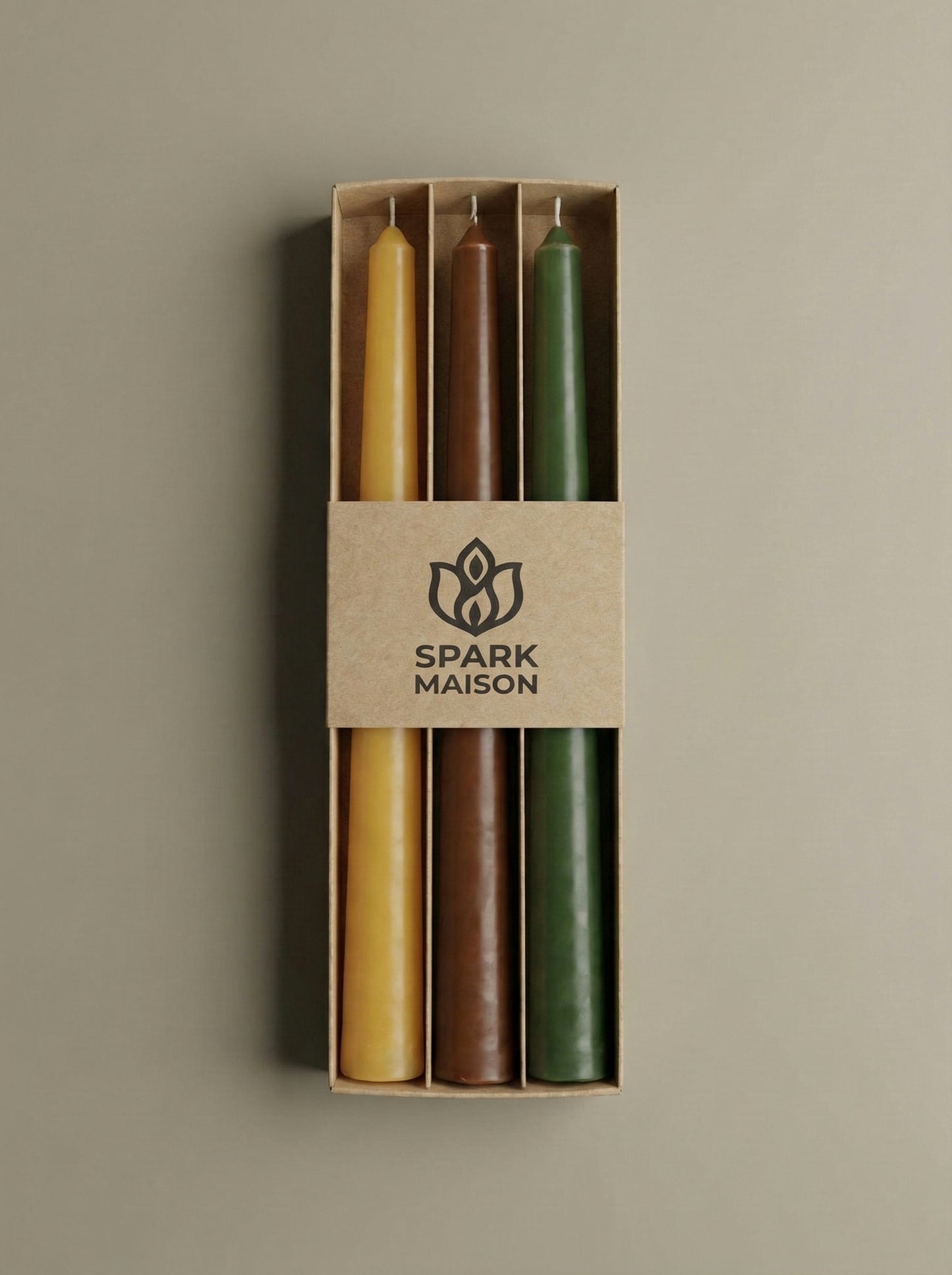 Spark Maison Classic Taper Candles – Earthtone Mix(PACK OF 3)