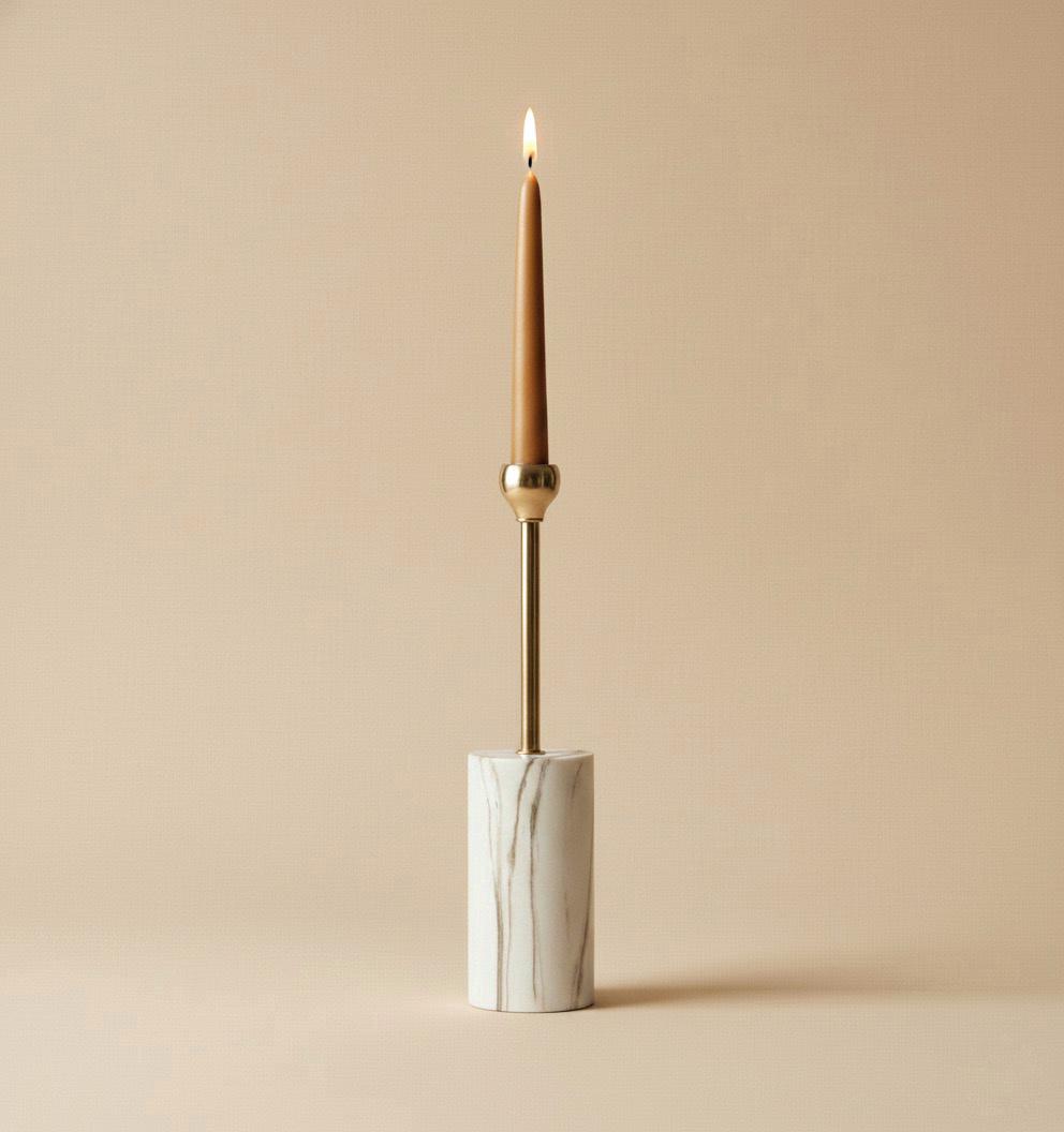 SIX-PIECE MARBLE EFFECT CANDLE HOLDER SET