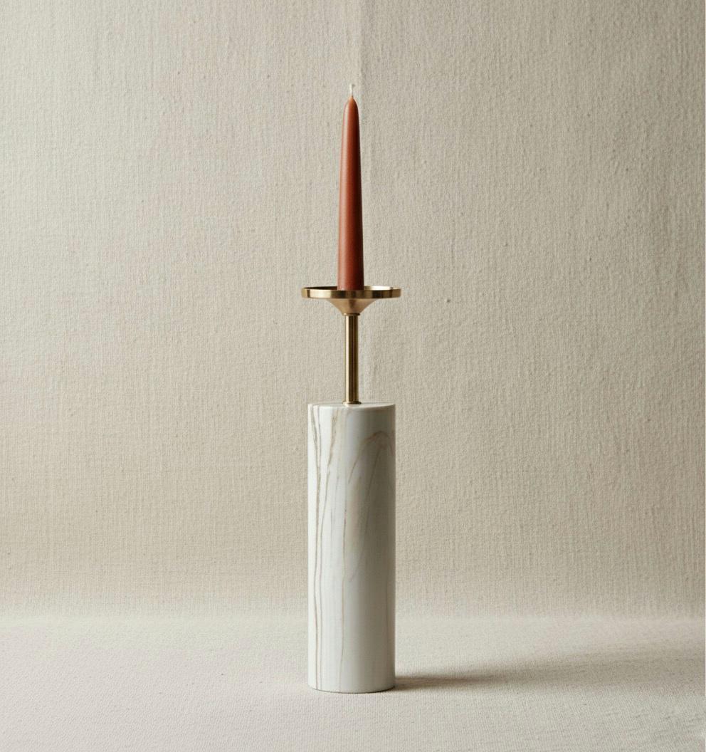 SIX-PIECE MARBLE EFFECT CANDLE HOLDER SET