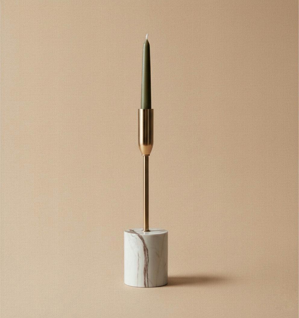 SIX-PIECE MARBLE EFFECT CANDLE HOLDER SET