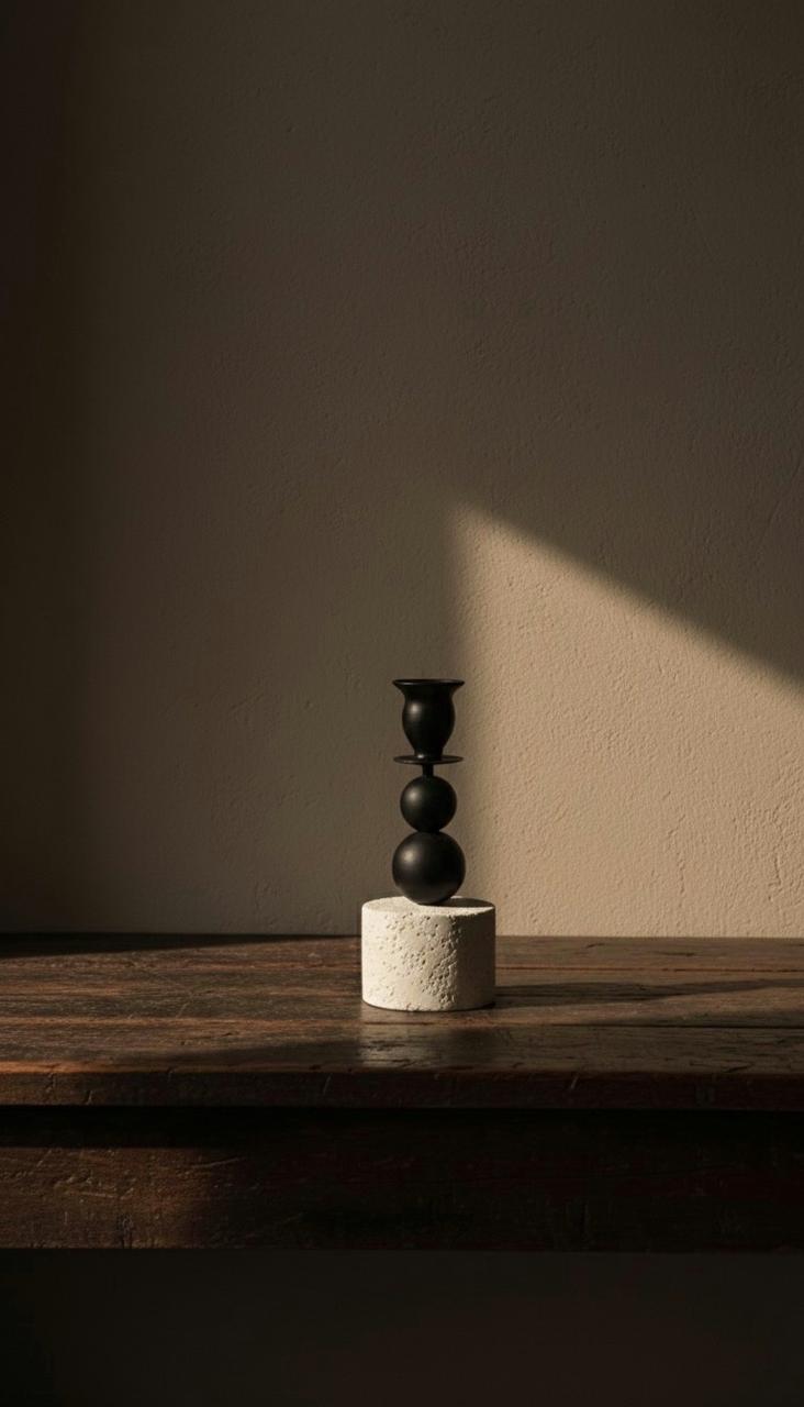 IRON TAPER CANDLE HOLDER WITH TEXTURED BASE